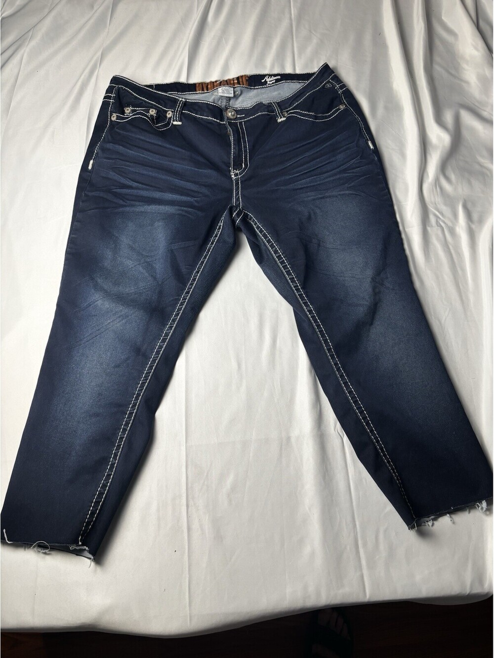 Hydraulic Addison Skinny Jeans in Dark Blue with White Contr